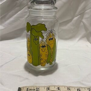 Vintage Hildi Glass Canister with Anthropomorphic Veggies